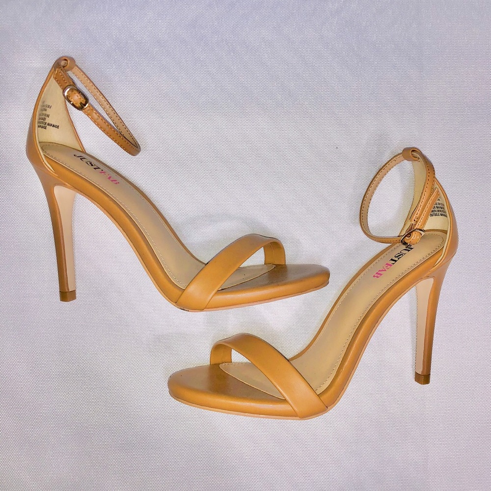 Tan Faux Leather Strappy Heels